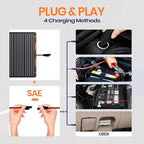 FlexSolar 20W 12V Solar Panel Battery Charger Maintainer Kits Trickle Charger with Built-in Charge Controller, Cigarette Lighter, Alligator Clips, O-Rings OBDII Connector for Car, Truck,Tractor, Boat