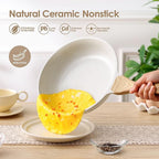 SENSARTE Nonstick Ceramic Frying Pan Skillet, 12.5 Inch Omelet Pan, Healthy Non Toxic Chef Pan, Induction Compatible Egg Pan with Heat Resistant Handle, PFAS-Free, White