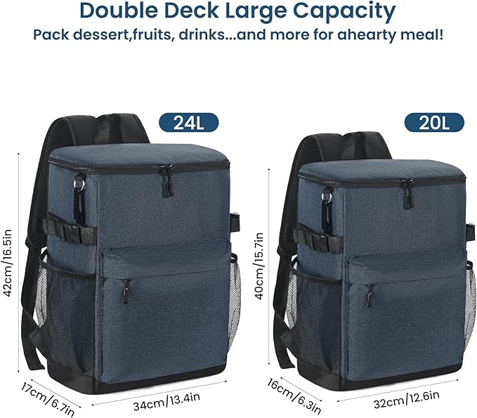 Cooler Backpack 33/40 Cans Coolers Insulated Leak Proof for Men & Women, Waterproof Soft Sided Lunch Camping Beach Travel Ice Chest Bag Hiking Picnic Backpack