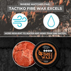 Tactiko Camping Fire Starter – Waterproof Survival Fire Starter for Wet Wood & Emergency Kits – 5 Minute Burn Time, 50 Uses, 60g – Lightweight Campfire Accessory for Hiking & Backpacking