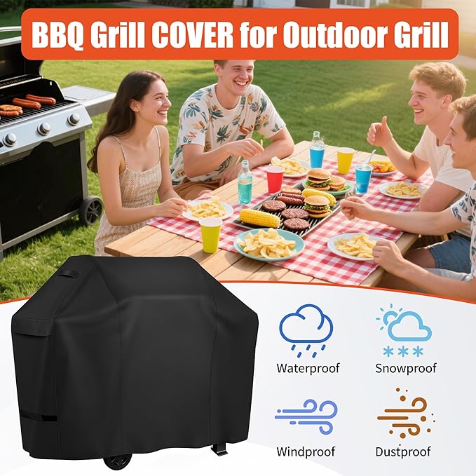 iCOVER Grill Cover 70 inch, BBQ Grill Cover for Outdoor Grill, 600D Heavy Duty Waterproof BBQ Cover, Anti-UV and Rip-Proof Barbecue Cover, Gas Grill Cover for Weber, Char-Broil, Nexgrill, etc
