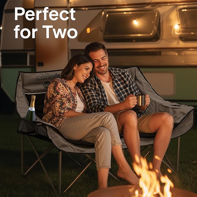 Camping Loveseat for Couples, Friends & Families, Double Camping Chair, Foldable Two Person Camping Chair for Campfire Nights, Tailgating Fun, Beach Escapes, RV Road Trips & Cozy Backyard Comfort