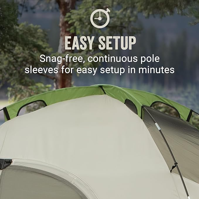 Coleman Montana 8-Person Camping Tent with Rainfly, Weatherproof Family Tent Sets Up in 15 Mins, Fits Multiple Airbeds