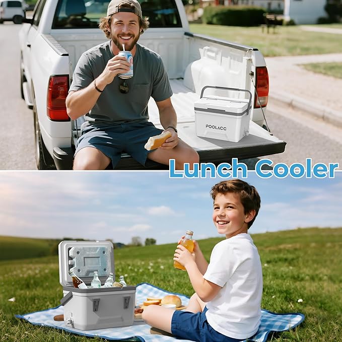 Portable Personal Cooler, Poolside Ice Chest for Above Ground Pool or Spa - Fits Intex Pools, Hard-Sided Cooler with Bonus Ice Pack for Lunch, Drink, Camping, Picnic, Beach, Fishing