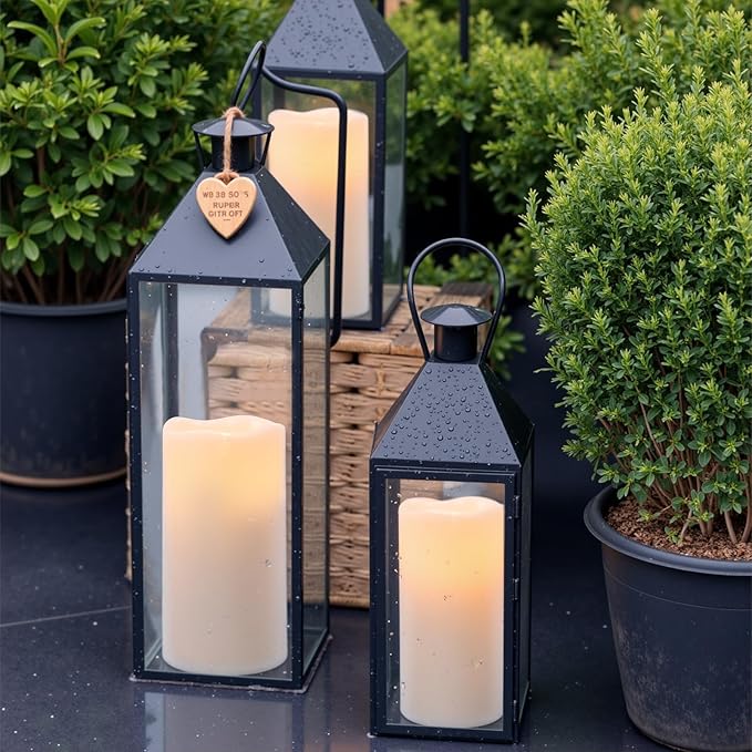 Wondise Waterproof Flameless Flickering Candles with Remote and Timer, Outdoor Waterproof Plastic LED Candels Battery Operated Pillar Candles for Ourdoor Garden Yard Decor (2 Pack D4 x H 8")