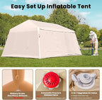 Inflatable Tents for Camping, Blow Up Tent with Hand Pump, Easy Setup Inflatable Hot Tent with Stove Jack, Waterproof Oxford Air Glamping Tents for Camping Adult 4 Person Upgrade Version