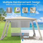MoKo Beach Cabana, 8'×8' Large Beach Canopy with Side Wall, UPF 50+ Protection Easy Setup Beach Tent Sun Shelter, Adjustable Height Wind Resistant Cabana Beach Tent for Whole Family, Khaki