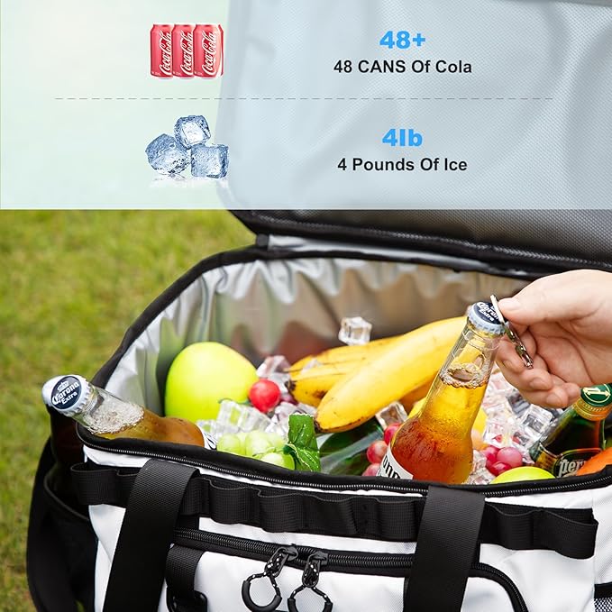 Soft Travel Coolers Bags Insulated Cooling 16hour for Camping Hiking Beach Travel Soft Sided Insulated Cooler Bag 20/48Cans for Women Men