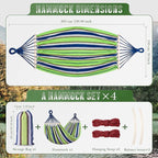 SATINIOR 4 Pack Canvas Portable Camping Hammocks with 4 Carrying Pouch 8 Tree Straps 8 Anti Roll Balance Beam Large 86.6 x 59 Hanging Hammock for Patio Backyard Outdoor, Red & Blue & Green & White