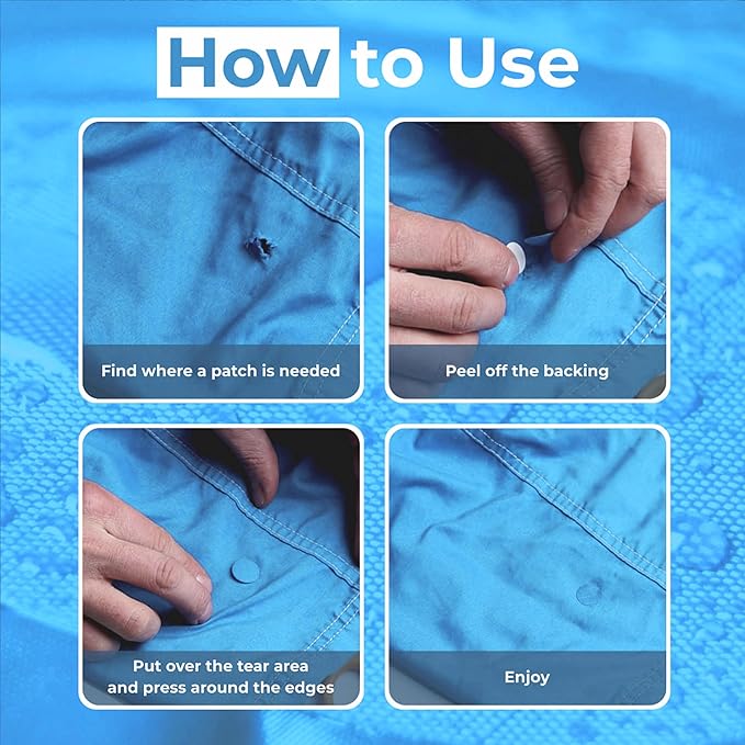aZengear Repair Patches for Jackets, Tent, Shoe Toe, Air Mattress, Inflatables, PVC Gear - Waterproof, Self-Adhesive, Tear-Cold-Heat-Resistant, Down Puffer Coat (11 Pcs, Sky Blue)