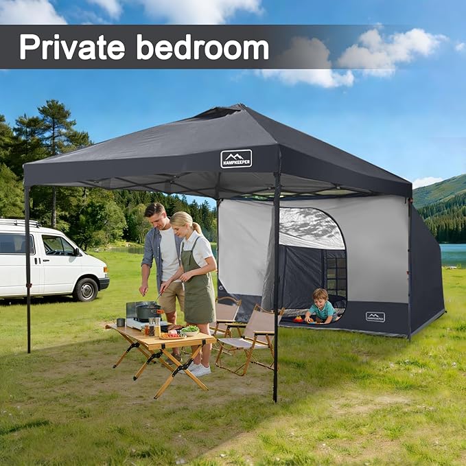 KAMPKEEPER Canopy Side Tent, Camping Canopy Tent for 10x10 Pop Up Canopies, Cube Tents, Gazebo Room Compatible with 10' Wide Canopies(Canopy Not Included)