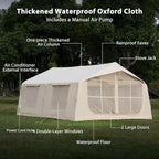 Inflatable Camping Tent with Hand Pump Waterproof Outdoor Blow up Tent 2-8 Person Oxford 4 Season Glamping Air Tent Cabin House with Mesh Windows & Door