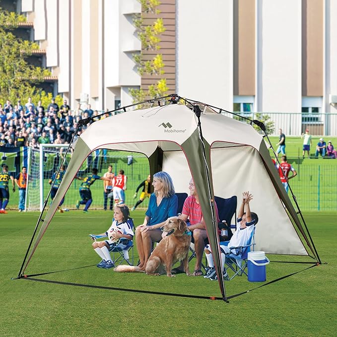 8.2'x8.2' Quick Up Canopy Tent, 3 Min Setup Portable Canopy with 1 Sidewall, Waterproof UV Protection Outdoor Canopy for Camping, Beach, Backyard & Party-Olive