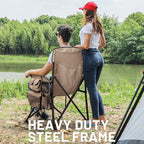 TIMBER RIDGE Oversized Folding Camping Chair High Back Heavy Duty for Adults Support up to 500lbs with Cup Holder, Side Pocket Cooler Bag 2 Pack