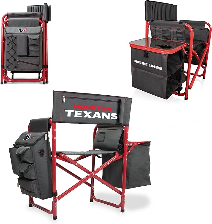 Picnic TIME NFL Unisex-Adult NFL Fusion Camping Chair with Side Table and Soft Cooler, Beach Chair for Adults, Lawn Chair
