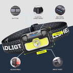 2 Pack Headlamp Rechargeable, 1300 Lumen Lightweight Bright with White Green Red Headlamp Flashlight, Waterproof Head Lamp,14 Modes for Outdoor Camping Running Cycling
