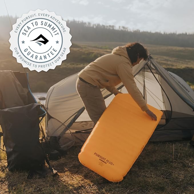 Sea to Summit Pursuit Plus Extra-Thick Self-Inflating Sleeping Mat for Camping and Backpacking, Rectangular - Large/Wide (78 x 30 x 3 inches)