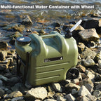 REDCAMP 7.4 Gal Water Container with Wheels & Spigot | Portable Rolling Emergency Camping Water Jug with Folding Handle | BPA Free Food Grade Water Storage Tank for Camping, 2 Pack(28L, Green)