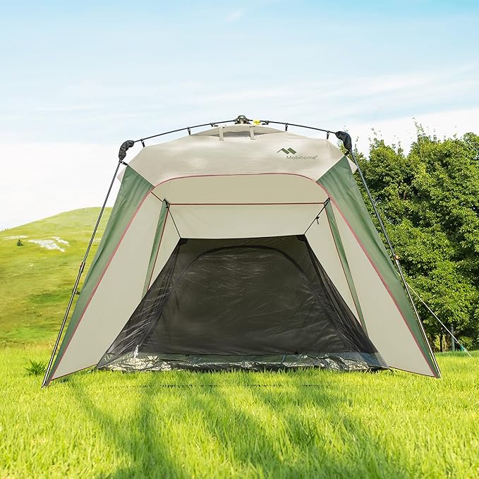 8.2'x8.2' Quick Up Canopy Tent, 3 Min Setup Portable Canopy with 1 Sidewall, Waterproof UV Protection Outdoor Canopy for Camping, Beach, Backyard & Party-Olive