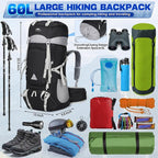 IGOLUMON 60L Hiking Backpack Waterproof Camping Backpack with Rain Cover Large Lightweight Backpacking Backpack for Men Women