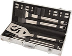 Cuisinart 14-Piece Deluxe Stainless Steel Grill Set, Grilling Accessories Kit with Spatula, Tongs, Corn Holders, Basting Brush, Cleaning Brush & Aluminum Carry Case, BBQ Tools for Outdoor Grill