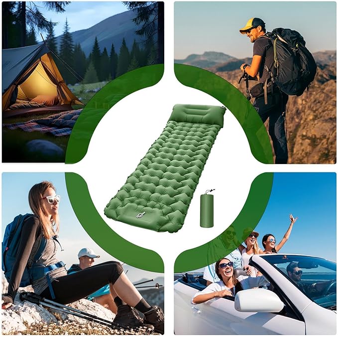 Compact Camping Sleep Pad - Self-Inflating Air Mattress for Backpacking, Hiking Trips, Portable Waterproof 40D Nylon TPU Bed Mat Outdoor Gear
