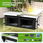 Nice C Camping Table, Storage Camping with Solar Panels Camping Kitchen Table, Upgrade Light Stand and 3 Organizers