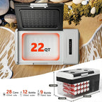 Portable 12V Refrigerator, 22 Quart Compressor Electric Cooler, 12V Fridge -4℉-68℉, Portable Freezer for Camping, RV, Outdoor