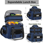Expandable Tactical Lunch Box, Large Insulated Lunch Cooler Bag Heavy Duty Leakproof Lunch Pail for Men Adults Work Office Outdoor Picnic Trips,16L,Blue