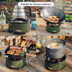 ONLYFIRE OUTDOOR LIVING Portable Camping Gas Stove with Storage Bag & Gas Adapters, 5 Burners Propane Stove for Outdoor Patio Cooking Picnic Camping Hiking Tailgating Emergency Use, Green GS344