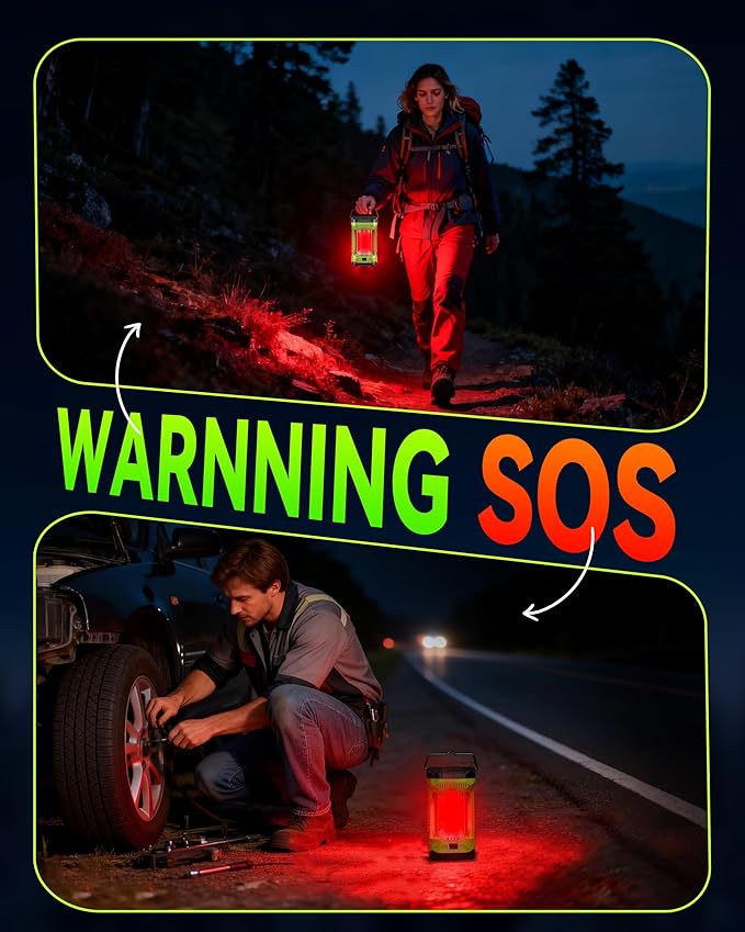 AlpsWolf Camping Lantern Rechargeable, 4000mAh LED Lantern for Power Outages Super Bright Portable Camping Light Emergency Lantern Camping Lamp Green, 1 Pack