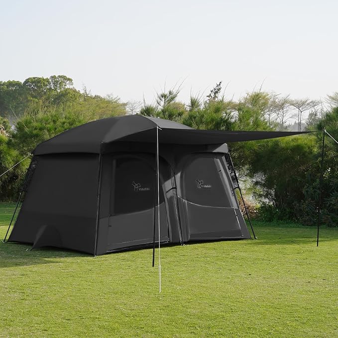 Vidalido Tents，6-8 Person Camping Tent with Extended Vestibule，2 Room Weather Resistant Family Tents，Easy Install Waterproof Outdoor Tent for Backpacking and Camping Hiking