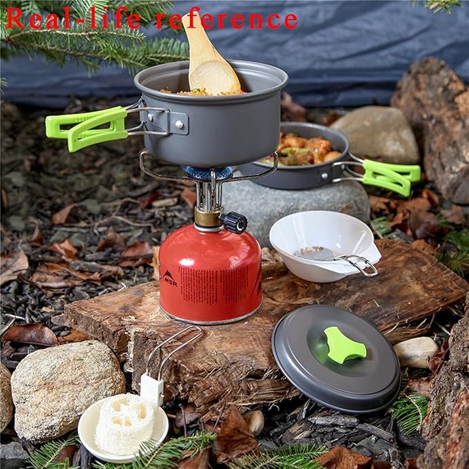 Portable Camping Tableware Cooking Set Outdoor cookware pan Pot Bowl Spoon Fork Utensils for Hiking Picnic Travel Wild campismo