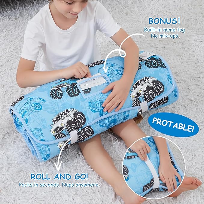 Toddler Nap Mat, Kids Sleeping Bag with Pillow & Minky Blanket, Girls Extra Large Rolled Nap Mats for Preschool Daycare Camping Kindergarten