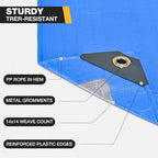 Tarp 10x20 Feet 14 Mil Heavy Duty Waterproof Tarp, Large Multipurpose Cover with Brass Grommets and Reinforced Edges, UV Resistant Thick Poly Tarps for Outdoor Camping Tent Pool Car, Blue