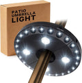 Patio Umbrella Light 3 Brightness Modes Cordless,with 24+4 Cool White LEDs-4 * AA Battery Operated Umbrella Lights,Fits 1.15"-2" Umbrella Poles,for Patio Umbrellas,Camping Tents and Indoor Use