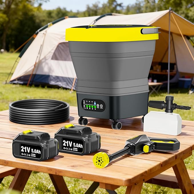 Portable Cordless Pressure Washer, Max 750PSI,2x5.0Ah Battery, 4 Adjustable Pressure Electric with 4.5Gal Tank 10FT Hose, 6-in-1 Nozzle for Car Washer,Patio,Camping