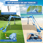 Beach Tent Sun Shelter 10x10ft Beach Canopy Easy Pop Up Sun Shade Portable UPF50+ with 8 Sandbags-2 Sand Shovel-4 Aluminum Poles-Ground Pegs for Outdoor Family Camping Fishing Backyard Picnic