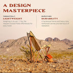 CHAMA Vaquero Chair & Travel Bag - Slate and Bone- Beautiful Outdoor Wood and Canvas Portable Folding Chair Ideal for Camping, Patios, Lawns, or Indoor Use - Supports 300 lbs