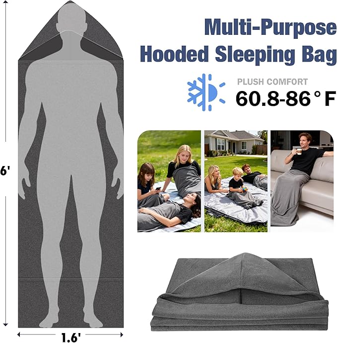 Sleep Pod for Deeper Sleep - Weighted & Cozy Wearable Blanket Hoodie, Home Camping Sleeping Bag, Anxiety Relief, Portable for Travel & Home Lounging