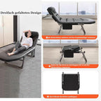 Portable Cot for Camping Adult, Folding Camping Cot with Thick Mattress, Pillow, Adjustable Cots for Sleeping with Pad, 26" Wide, Outdoor Lounge Chair for Home Office Nap Beach Travel Hiking (Grey 2)