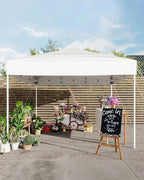 10x10FT Pop Up Canopy, Outdoor Canopy Tent with SandBag & Carry Bag for Commercial Events, Camping, Backyard Parties, White