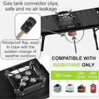 Blackdog Camping Stove,IGT portable Gas stove,7200w/24500Btu,Windproof flap,Electronic ignition,Fire power adjustment,Backpacking,Folding,Compatible with ISOBUTANE
