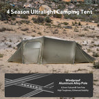 Naturehike Opalus 4 Season Camping Tent, Waterproof 2-3 Person Backpacking Tent, Double Layer Tunnel Winter Tents for Camping