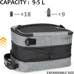 Tirrinia Expandable Insulated Lunch Bag for Men Women – Leakproof Reusable Cooler LunchBox for Kids & Adults with Shoulder Strap, Perfect for Work, School, Office, Travel,Dark Grey
