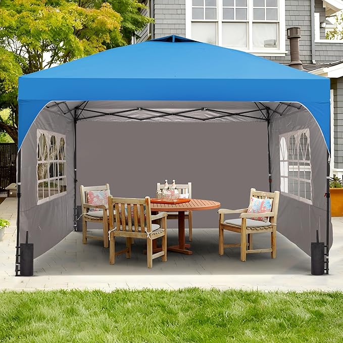 GDY 10x10FT Pop Up Canopy Tent with One Push Setup, Easy to Install with 4-Sidewalls for Events, Parties, Camping, Outdoor Gazebo with 4-Sandbags, Navy Blue.