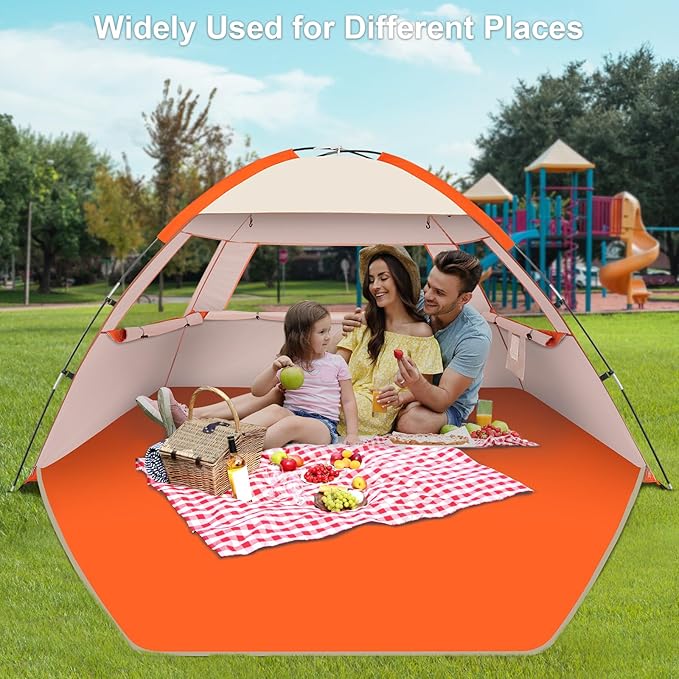 Gorich Beach Tent Sun Shelter for 3/4-5/6-7/8-10 Person with UPF 50＋ UV Protection, Lightweight & Easy Setup Beach Shade Canopy, Portable Beach Shade Tent Beach Cabana