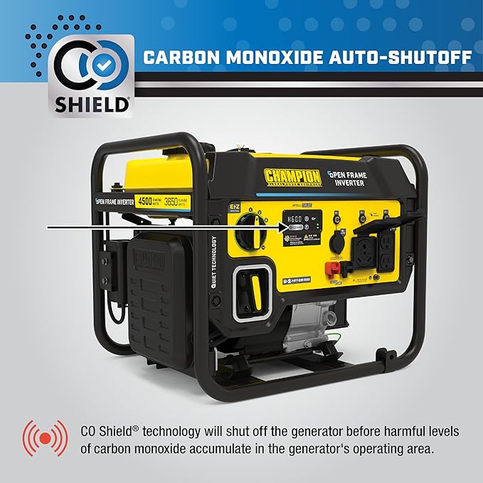 Champion Power Equipment 4500-Watt RV Ready Portable Open Frame Inverter Generator with Quiet Technology CO Shield