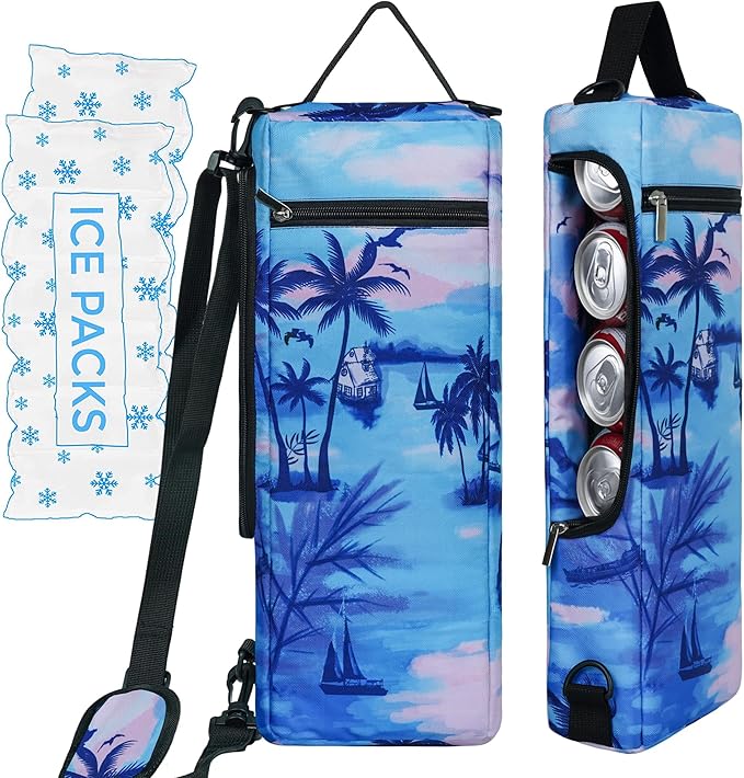 Golf Cooler Bag Plus Ice Pack Soft Sided Insulated Cooler Bag- Holds 6 Pack of Cans or 2 Wine Bottles - Grey Camo Golf Beer Sleeve Black Fits Discreetly in Golf Bags