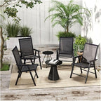 Folding Camping Chairs Set of 4, Portable Outdoor Chair with Armrests, Heavy Duty Steel Frame for Concerts, Fishing, Black
